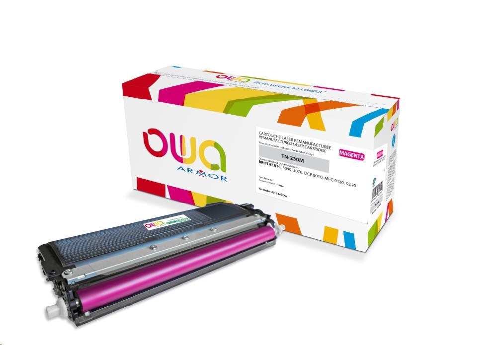 OWA Armor toner pro BROTHER HL 3040, 3070, DCP 9010, MFC9120, 9320, 1400 Stran, TN230M, červená/magenta (TN-230M)