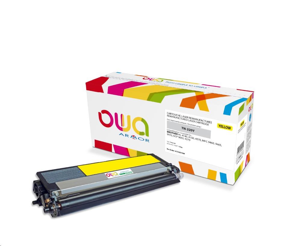 OWA Armor toner pro BROTHER HL 4140, 4150, 4570, MFC 9460, 9465, 9970, DCP 9055,1500 Stran,TN320Y,žlutá/yellow (TN-320Y)