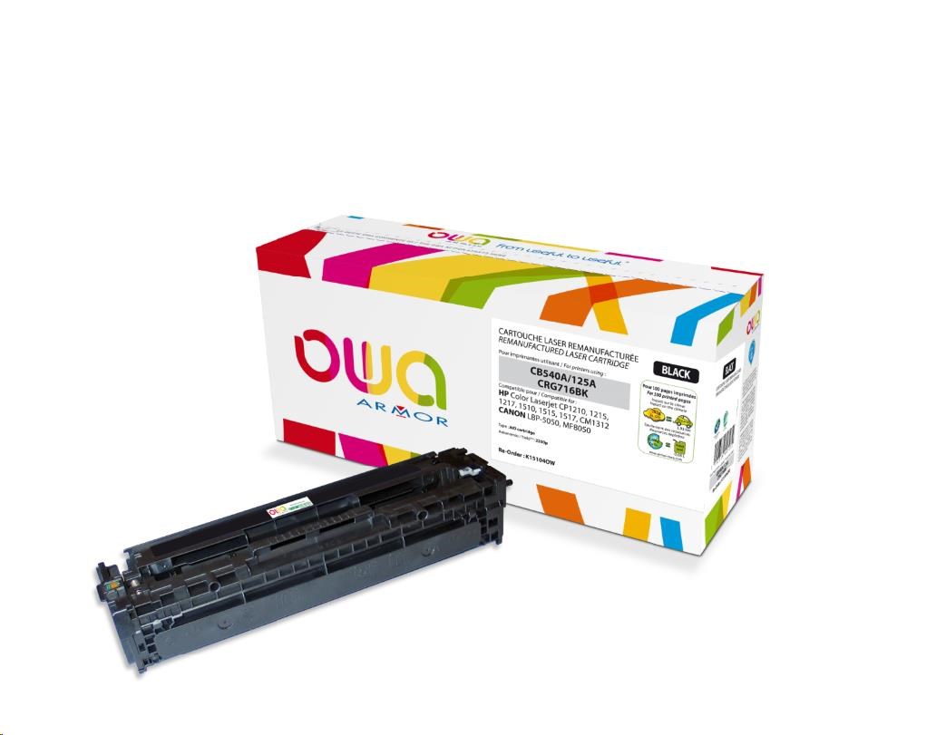 OWA Armor toner pro HP Color Laserjet CP1210, 1215, 1510, 2200 Stran, CB540A, černá/black