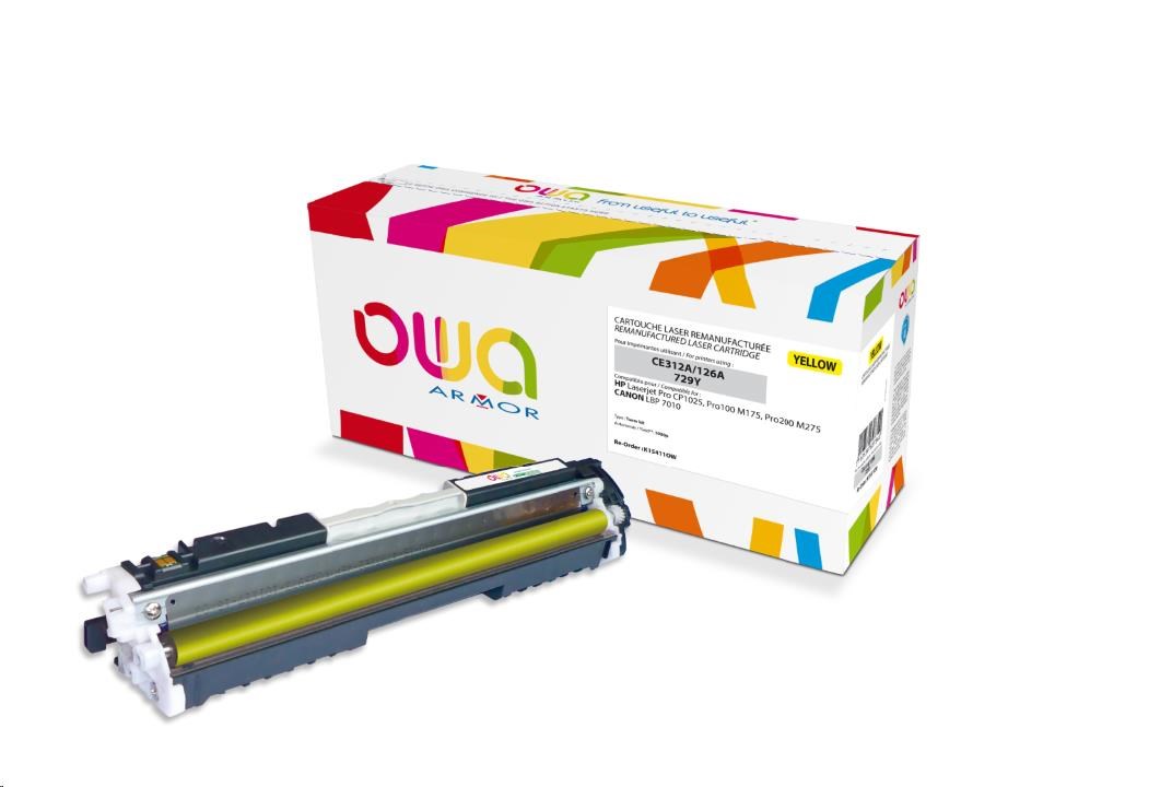 OWA Armor toner pro HP Laserjet Pro CP1025, Pro100 M175, Pro200 M275, 1000 Stran, CE312A, žlutá/yellow