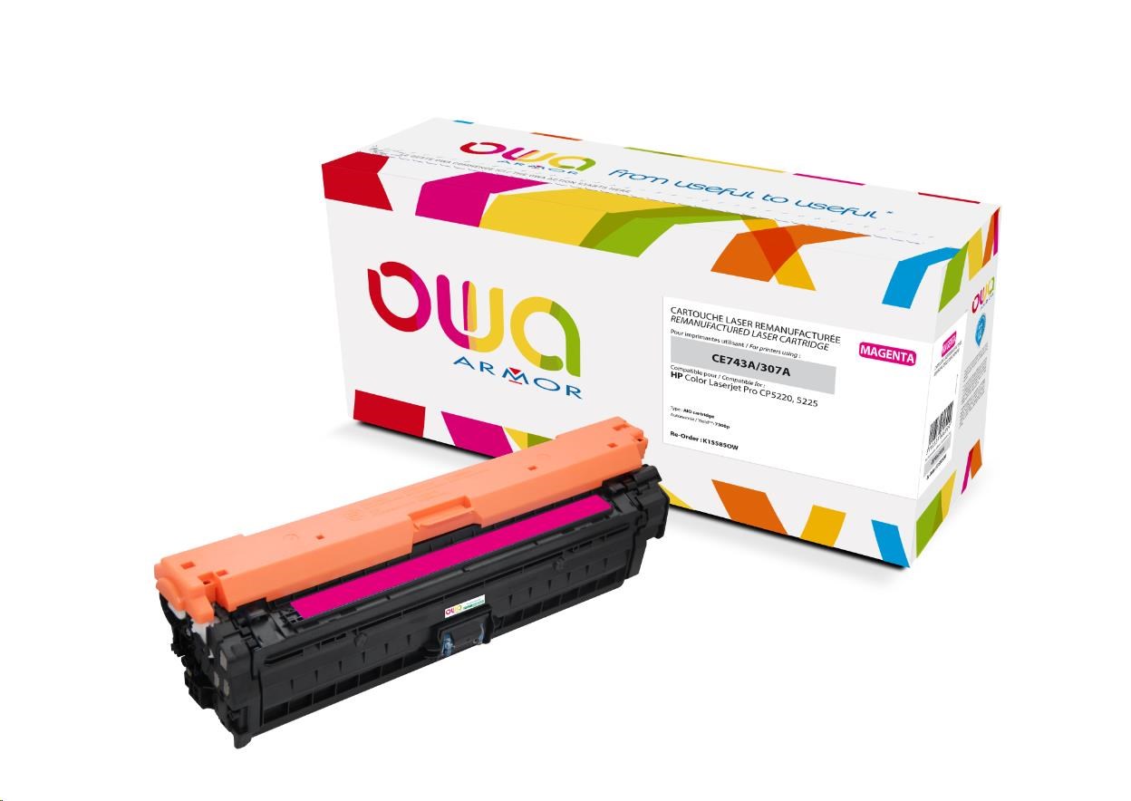 OWA Armor toner pro HP Color Laserjet CP5220, 5225, 7300 Stran, CE743A, červená/magenta