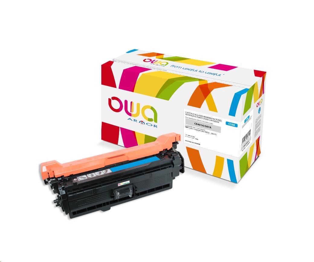OWA Armor toner pro HP Color Laserjet Ese 500 M551, M575, 6000 Stran, CE401A, modrá/cyan
