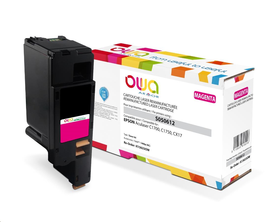 OWA Armor toner pro EPSON AL C1700, C1750, CX17, 1400   Stran, C13S050612, červená/magenta