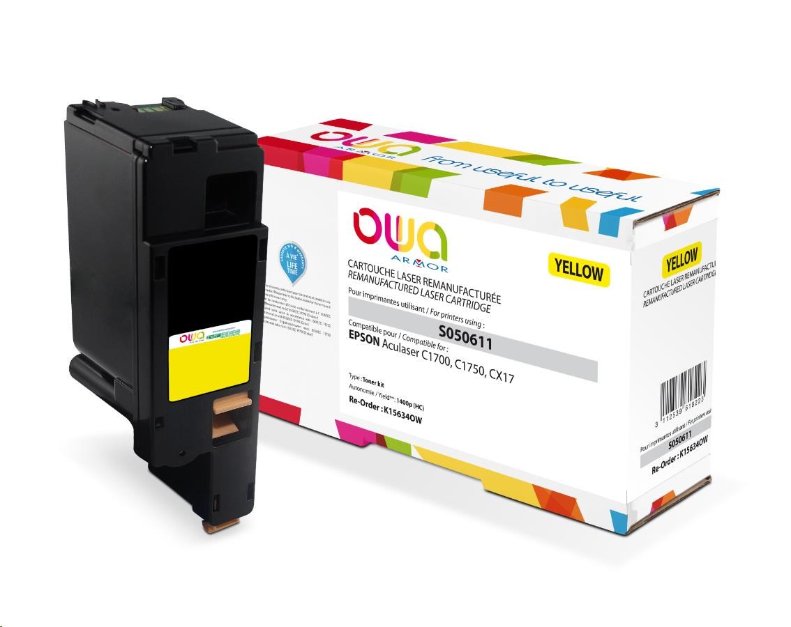 OWA Armor toner pro EPSON AL C1700, C1750, CX17, 1400   Stran, C13S050611, žlutá/yellow