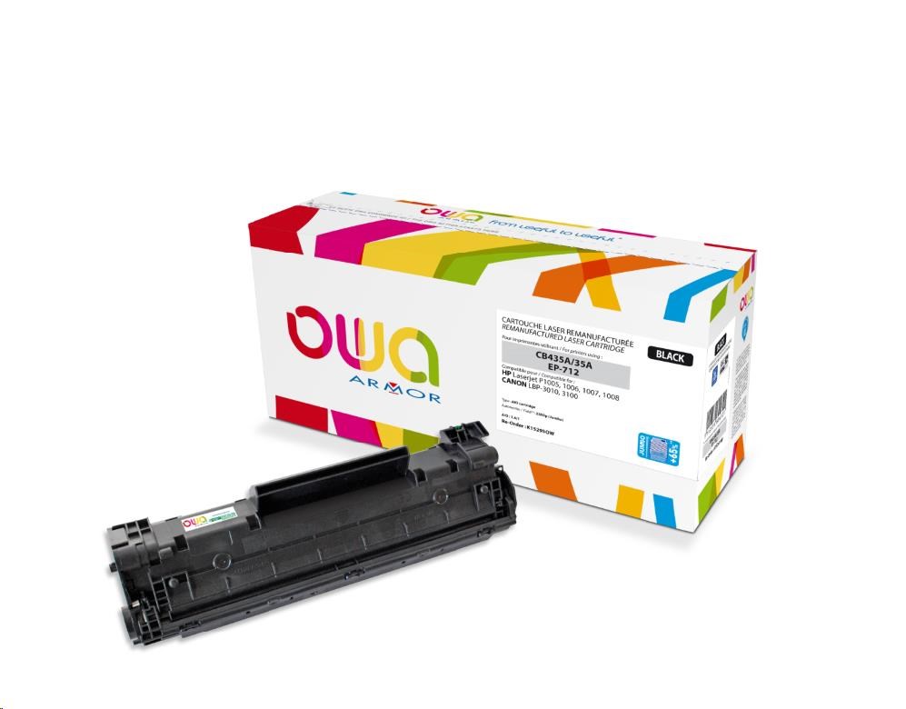 OWA Armor toner pro HP Laserjet P1005, 1006, 1007, 1008, 2500 Stran, CB435A JUMBO, černá/black