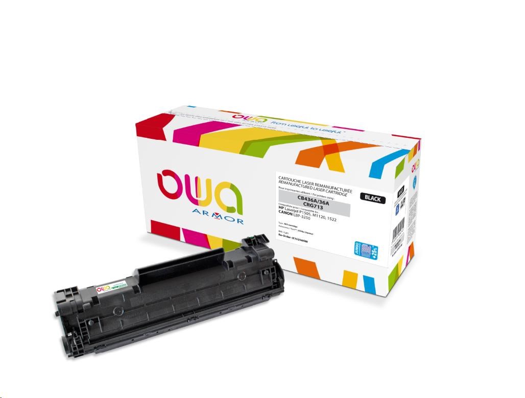 OWA Armor toner pro HP Laserjet P1505, M1120, 1522, 2550 Stran, CB436A JUMBO, černá/black