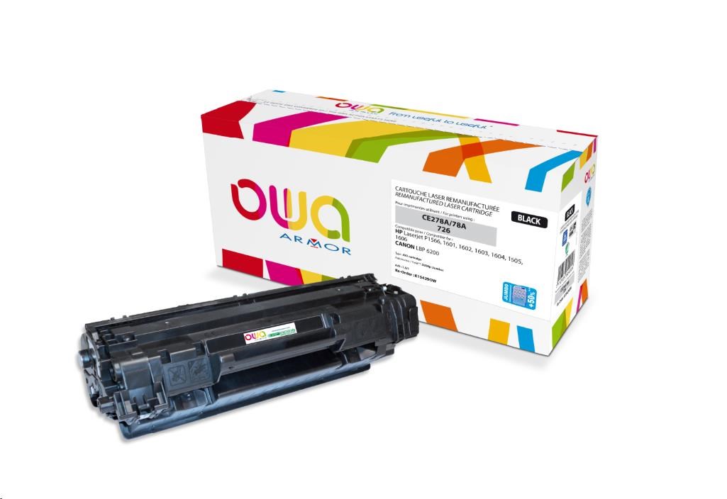 OWA Armor toner pro HP Laserjet P1566, 1601, 1602, 1603, 1604, 1605, 1606, 3200 Stran, CE278A JUMBO, černá/black