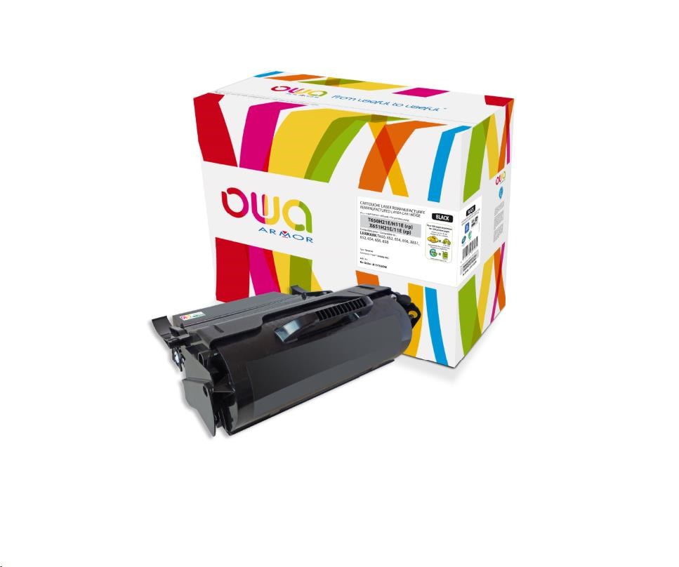 OWA Armor toner pro LEXMARK T650, 652, 654, 656, X651, 652, 654, 656, 658, 25000 Stran, T650H11E, černá/black