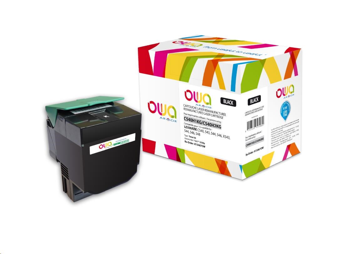 OWA Armor toner pro LEXMARK C540, 543, 544, 546, X543, X544, X546, X548, 2500 Stran, C540H1KG, černá/black