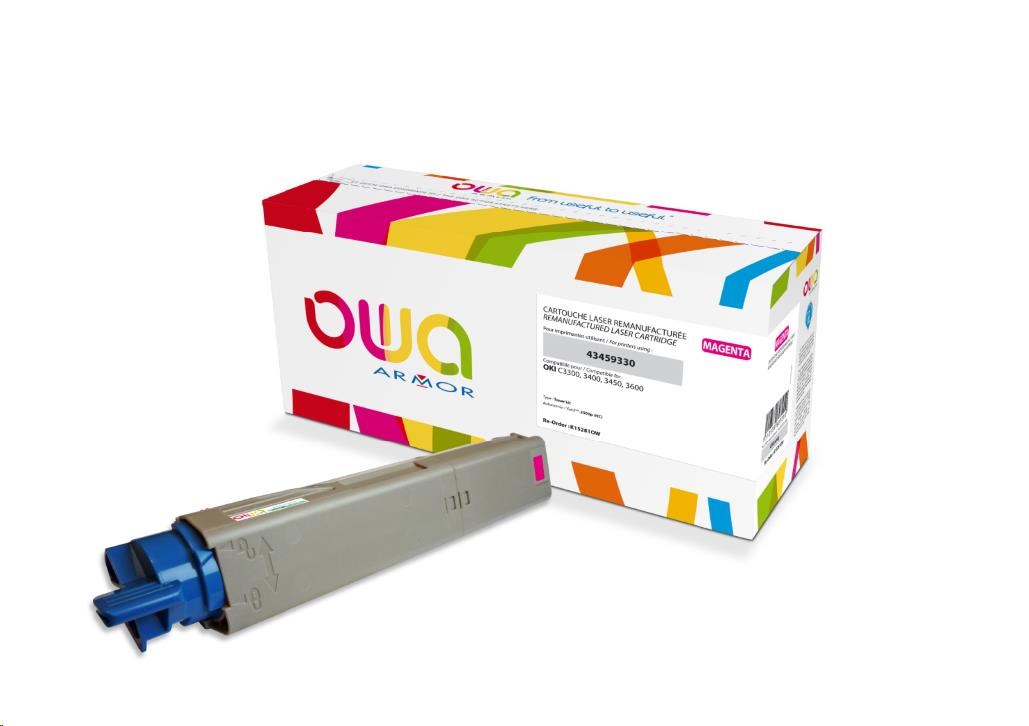 OWA Armor toner pro OKI C3300, C3400, C3450, C3600, 2500 Stran, 43459330, červená/magenta