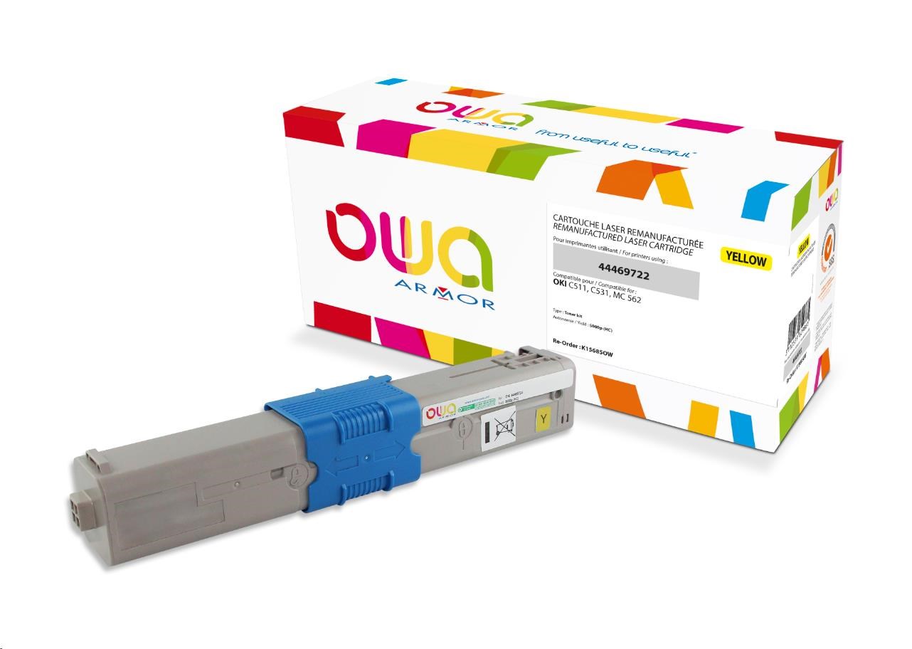 OWA Armor toner pro OKI C511, C531, MC 562, 5000 Stran, 44469722, žlutá/yellow