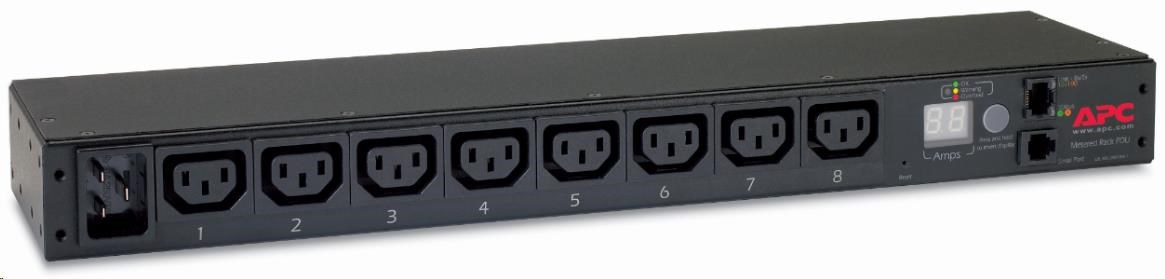 APC Rack PDU, Metered, 1U, 16A, 208/230V, (8)C13, IEC-320 C20 2.5m