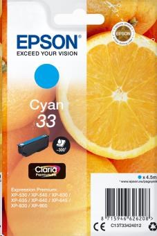 EPSON ink bar Singlepack "Pomeranč" Cyan 33 Claria Premium Ink