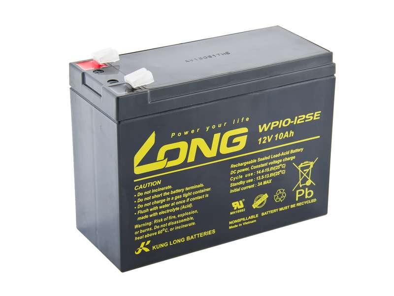 Long 12V 10Ah olověný akumulátor DeepCycle AGM F2