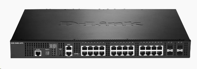 D-Link DXS-3400-24TC 24-port 10Gigabit Stackable Managed Switch, 20x 10GbE RJ45, 4x 10GbE RJ45/SFP+ combo