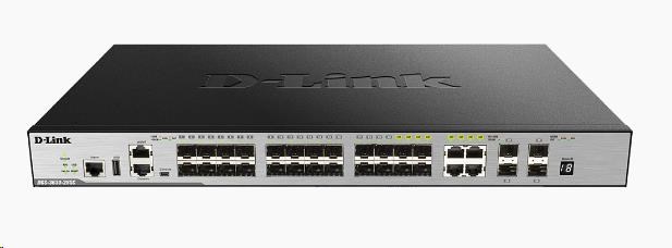 D-Link DGS-3630-28SC/SI xStack SFP L3 Stackable Managed Gigabit Switch, 20x SFP, 4x gigabit RJ45/SFP, 4x 10GE SFP+
