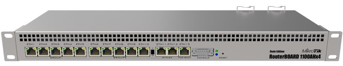 MikroTik RouterBOARD RB1100Dx4 DudeEdition (RB1100AHx4), 1.4GHz Quad-Core CPU, 1GB RAM, 13x LAN, vč. L6 licence