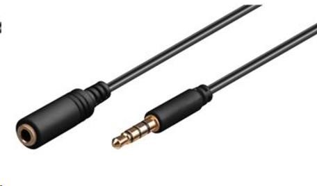 PREMIUMCORD Kabel Jack 3,5mm 4 pinový M/F 2m pro Apple iPhone, iPad, iPod