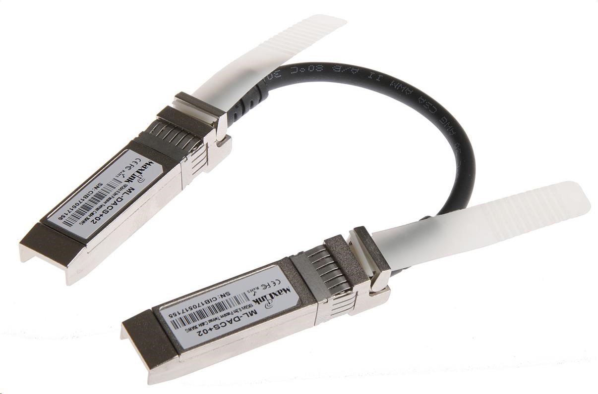 MaxLink 10G SFP+ DAC kabel, pasivní, DDM, Cisco, UBNT, MikroTik compatible, 0,2m