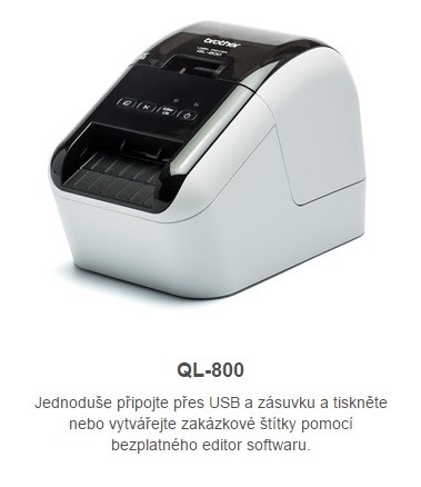 BAZAR - BROTHER tiskárna štítků QL-800 - 62mm, termotisk, USB, Profesionální Síťová Tiskárna Štítků - pošk. obal