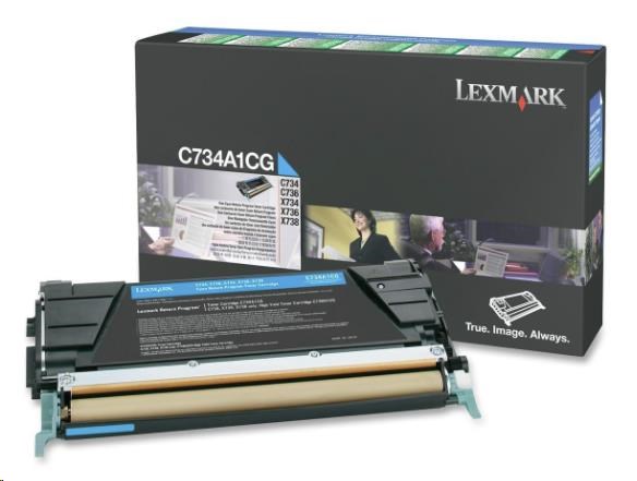LEXMARK toner CYAN C734, C736, X734, X736, X738 na 6000 stran