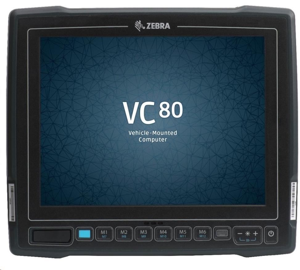 Zebra VC80 vozíkový terminál 10" STD OUT RES., APQ 8056 CPU, 4GB/32GB MMC (PSLC), ANDROID N AOSP,  USB, RS232, BT