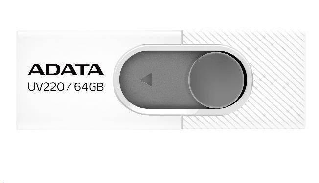 ADATA Flash Disk 64GB UV220, USB 2.0 Dash Drive, bílá/šedá