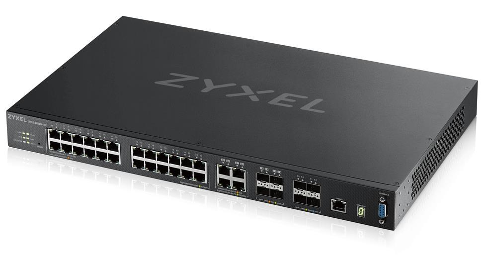 Zyxel XGS4600-32 L3 Managed Switch, 28x gigabit RJ45, 4x 10G SFP+, stackable, dual PSU
