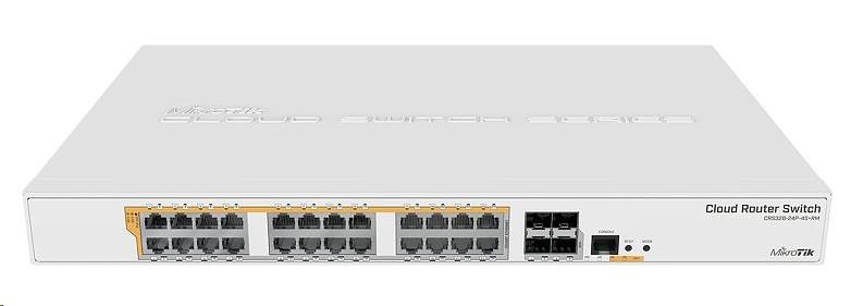 MikroTik Cloud Router Switch CRS328-24P-4S+RM, 800MHz CPU,512MB RAM, 24xLAN, 4xSFP+ slot, vč. L5
