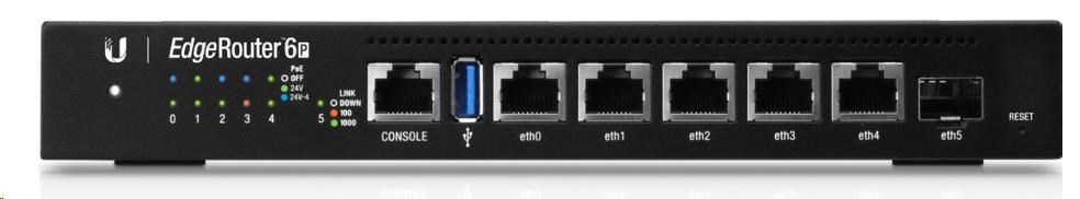 UBNT EdgeMAX EdgeRouter 6 PoE [1GHz quad-core CPU, 1GB RAM, PoE, EdgeOS, 5 gigabitové porty + 1xSFP slot, fanless]